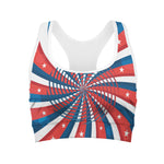 Swirly American Patriotic Print Women's Sports Bra