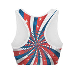 Swirly American Patriotic Print Women's Sports Bra