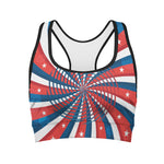Swirly American Patriotic Print Women's Sports Bra
