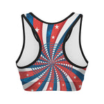 Swirly American Patriotic Print Women's Sports Bra