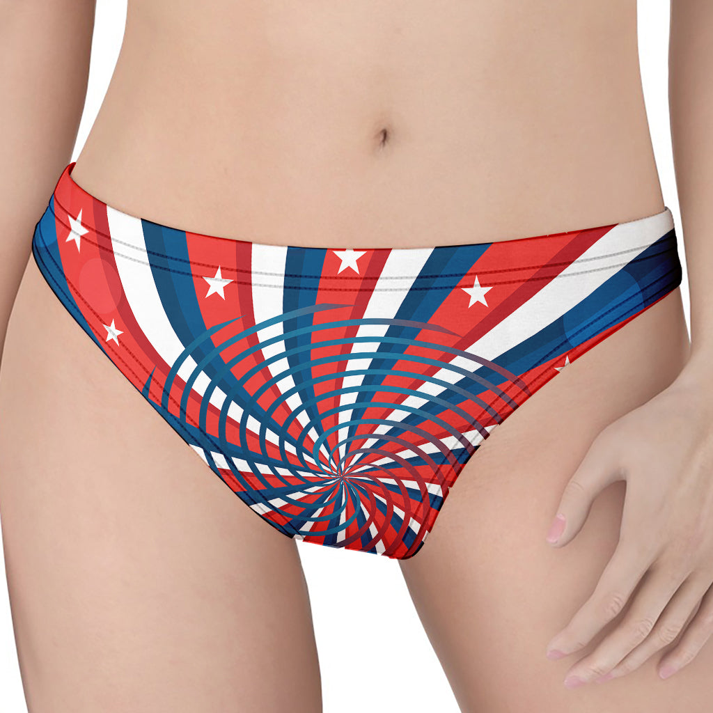 Swirly American Patriotic Print Women's Thong