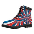 Swirly American Patriotic Print Padded Collar Lace Up Boots