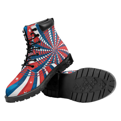 Swirly American Patriotic Print Work Boots