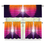 Synthwave Pyramid Print 3 Piece Kitchen Curtains