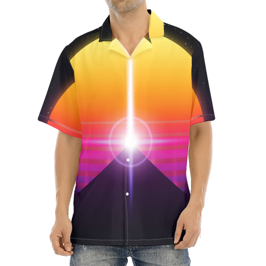 Synthwave Pyramid Print Aloha Shirt