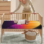Synthwave Pyramid Print Baby Crib Sheet