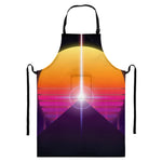 Synthwave Pyramid Print Bib Apron With Pocket