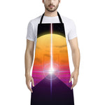 Synthwave Pyramid Print Bib Apron With Pocket