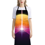 Synthwave Pyramid Print Bib Apron With Pocket
