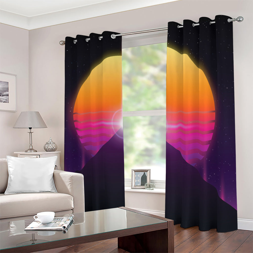 Synthwave Pyramid Print Blackout Grommet Curtains