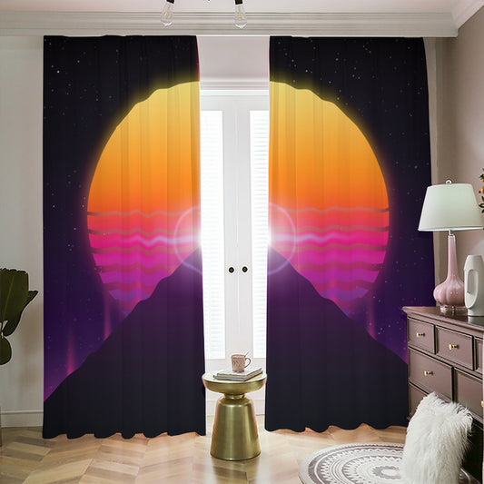 Synthwave Pyramid Print Blackout Pencil Pleat Curtains
