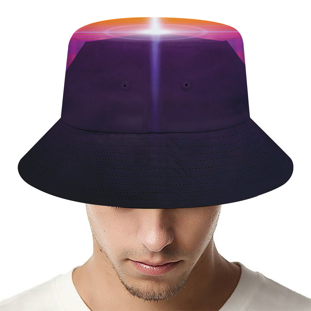 Synthwave Pyramid Print Bucket Hat