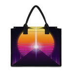 Synthwave Pyramid Print Canvas Tote Bag