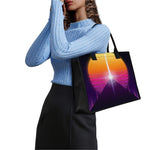 Synthwave Pyramid Print Canvas Tote Bag