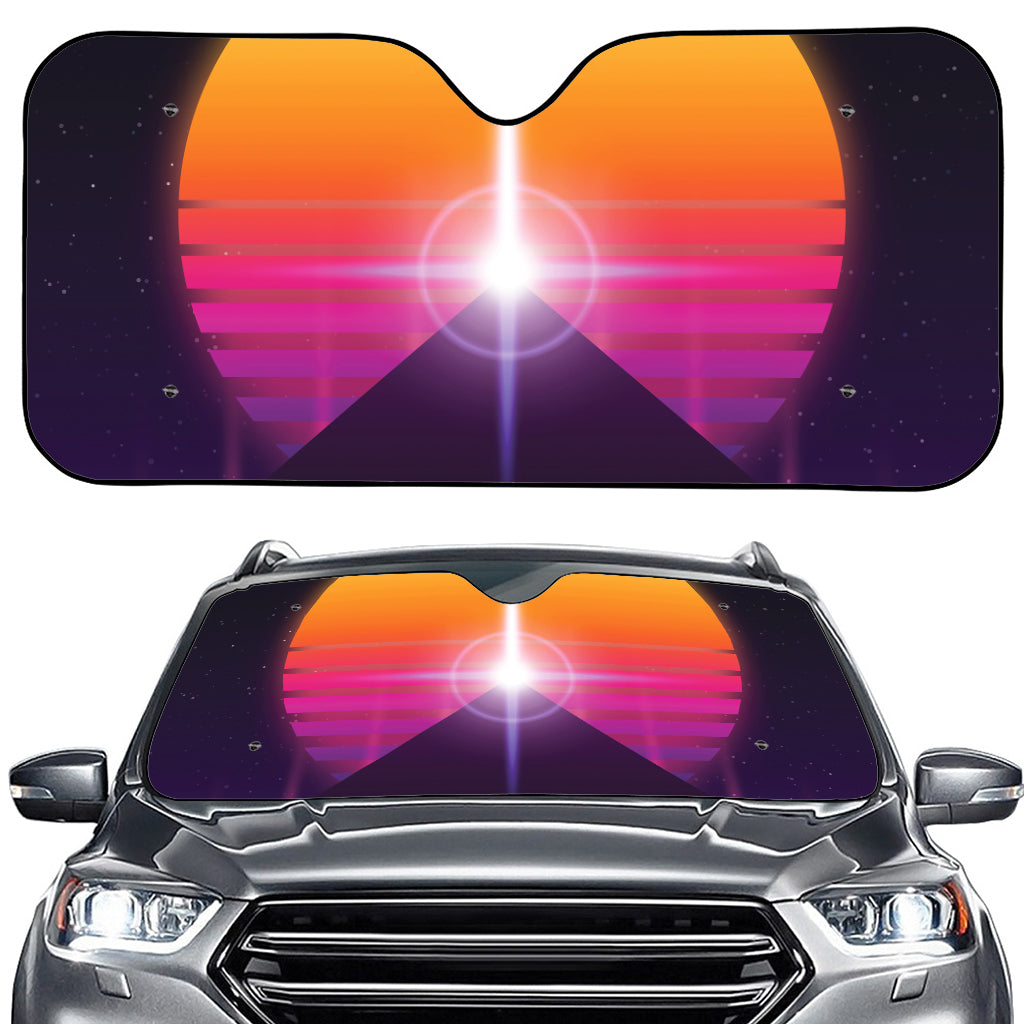 Synthwave Pyramid Print Car Windshield Sun Shade