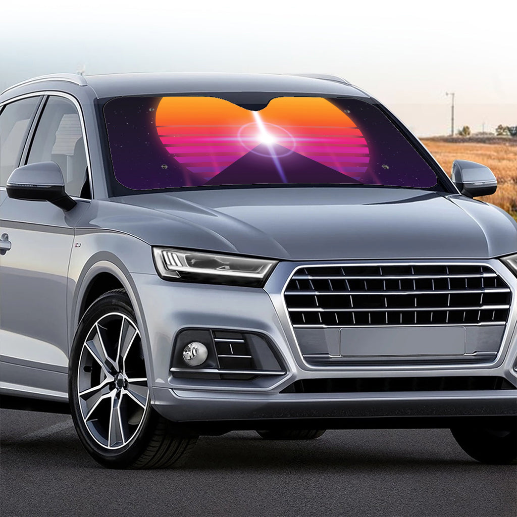 Synthwave Pyramid Print Car Windshield Sun Shade