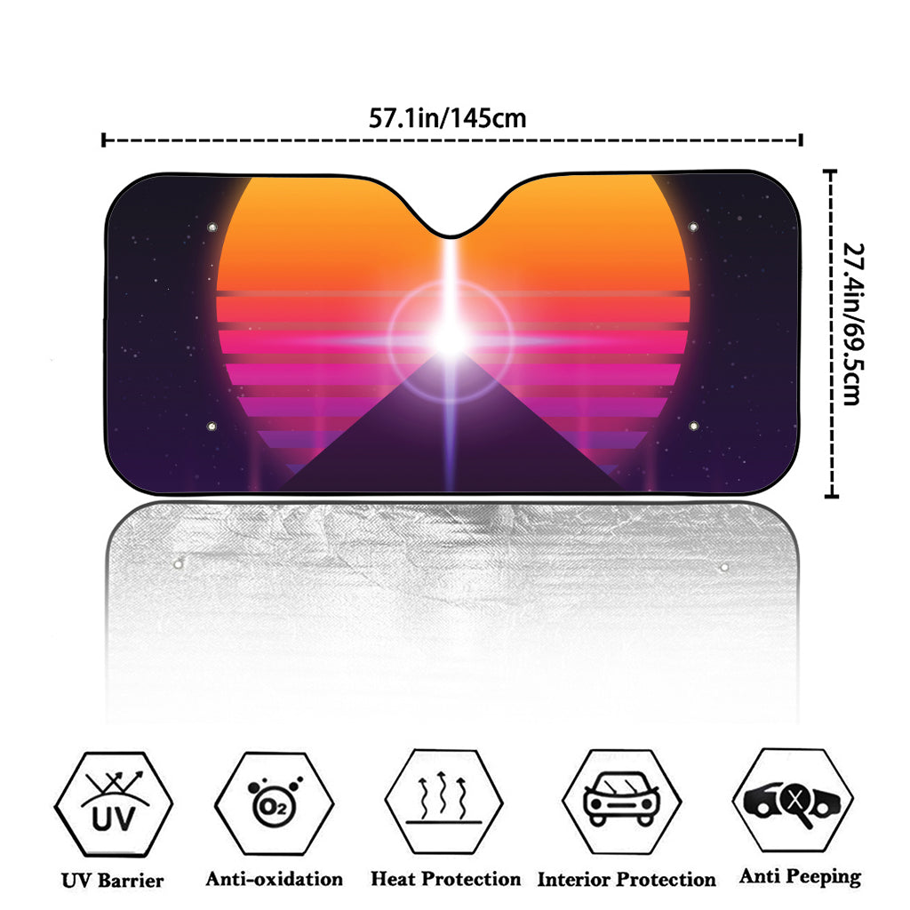 Synthwave Pyramid Print Car Windshield Sun Shade