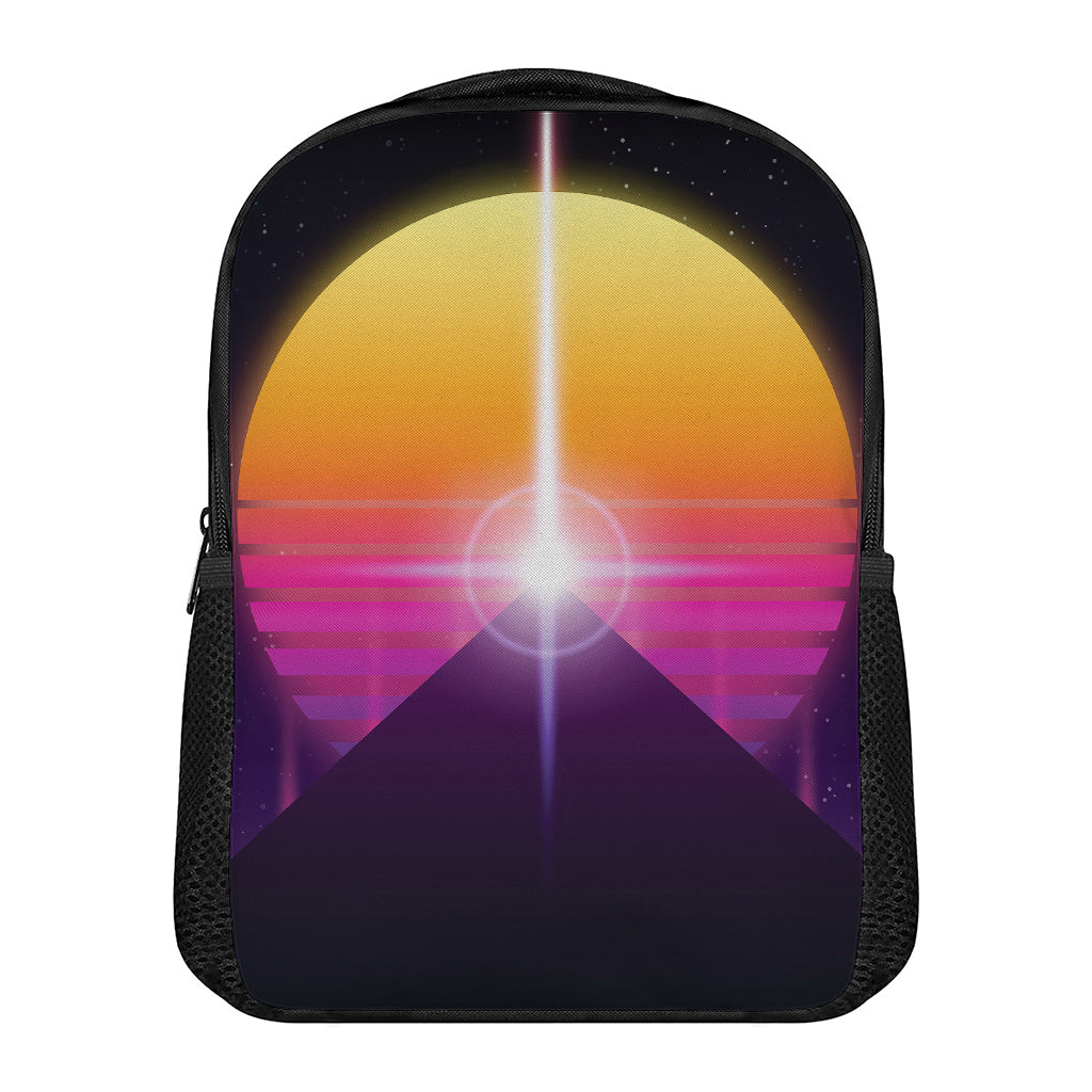 Synthwave Pyramid Print Casual Backpack