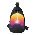 Synthwave Pyramid Print Chest Bag