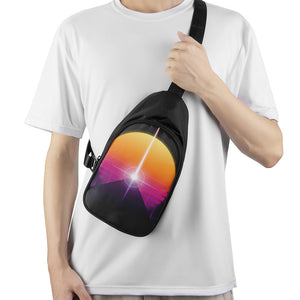 Synthwave Pyramid Print Chest Bag