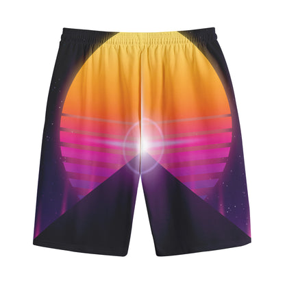 Synthwave Pyramid Print Cotton Shorts