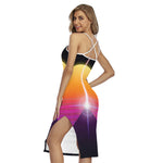 Synthwave Pyramid Print Cross Back Cami Dress