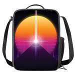 Synthwave Pyramid Print Crossbody Lunch Bag