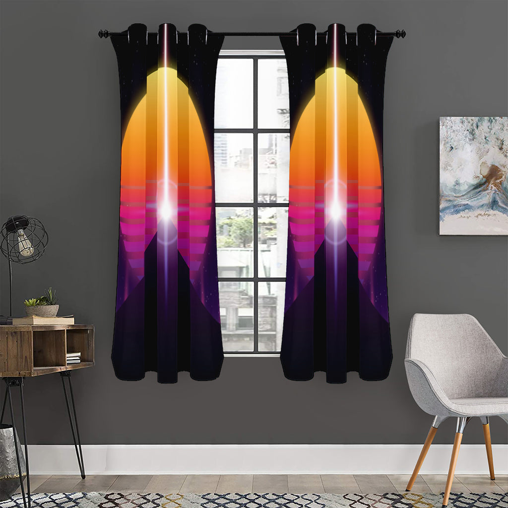 Synthwave Pyramid Print Curtain