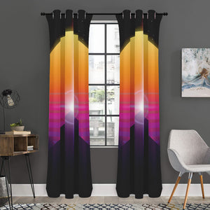 Synthwave Pyramid Print Curtain