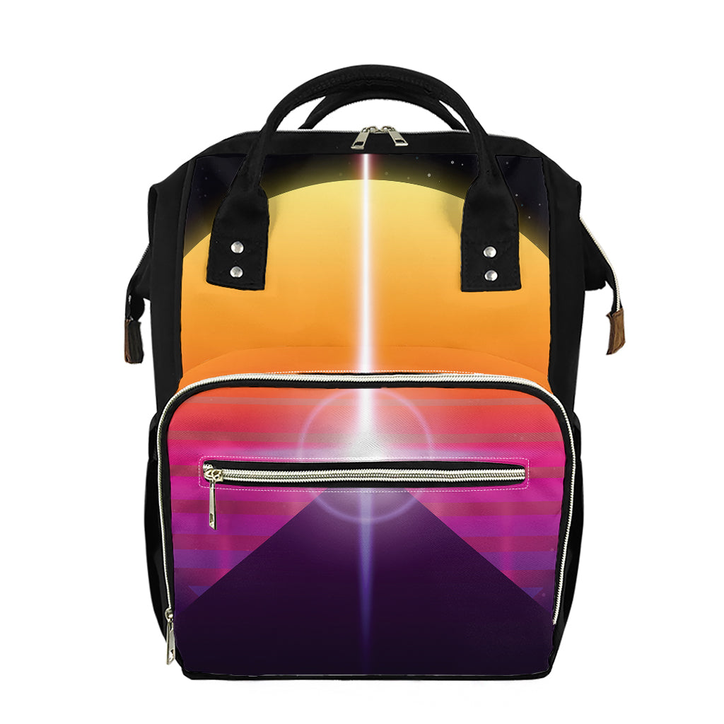 Synthwave Pyramid Print Diaper Bag