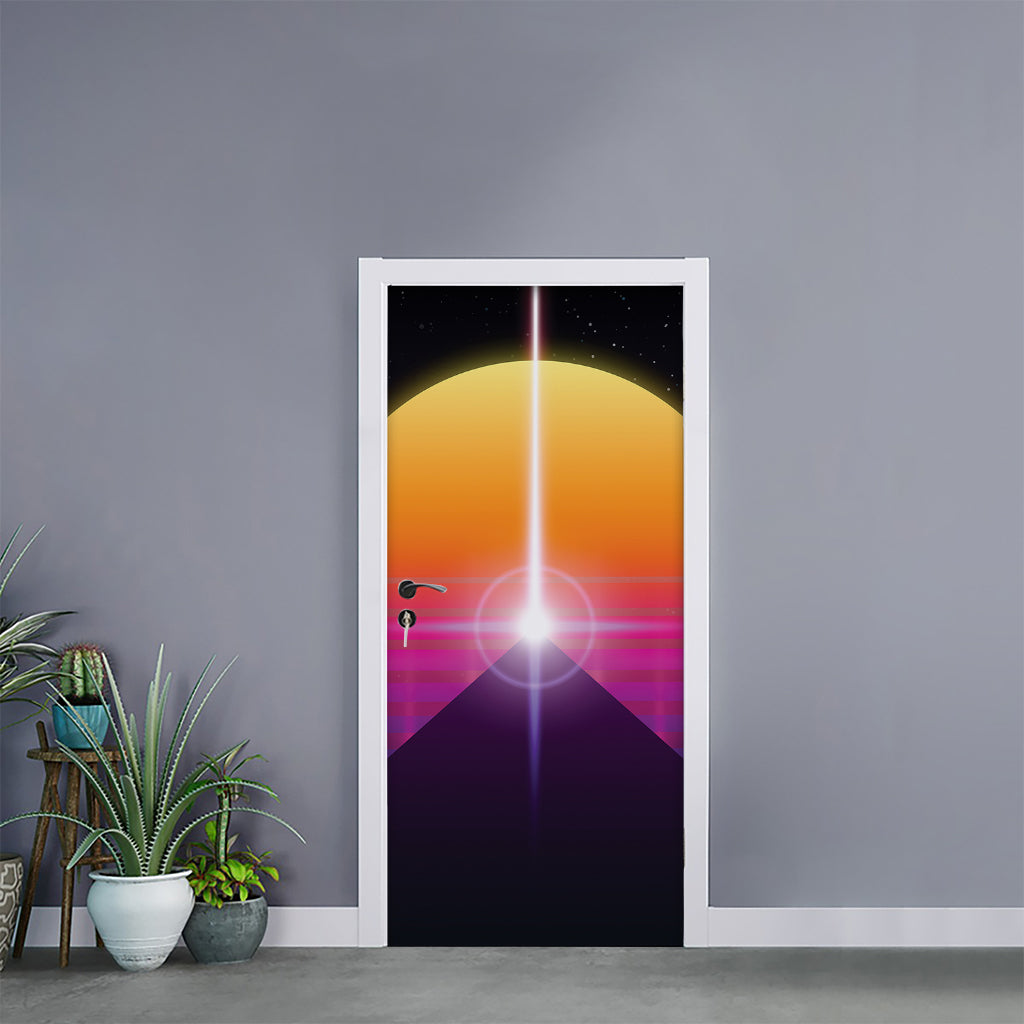 Synthwave Pyramid Print Door Sticker