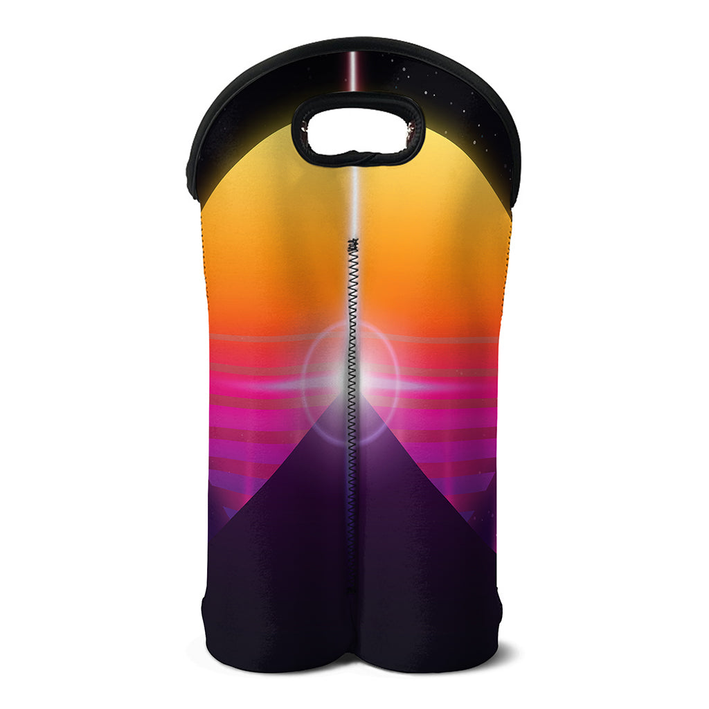 Synthwave Pyramid Print Double Neoprene Wine Tote