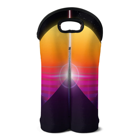 Synthwave Pyramid Print Double Neoprene Wine Tote