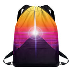 Synthwave Pyramid Print Drawstring Backpack
