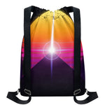 Synthwave Pyramid Print Drawstring Backpack