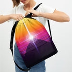 Synthwave Pyramid Print Drawstring Backpack