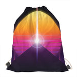 Synthwave Pyramid Print Drawstring Bag