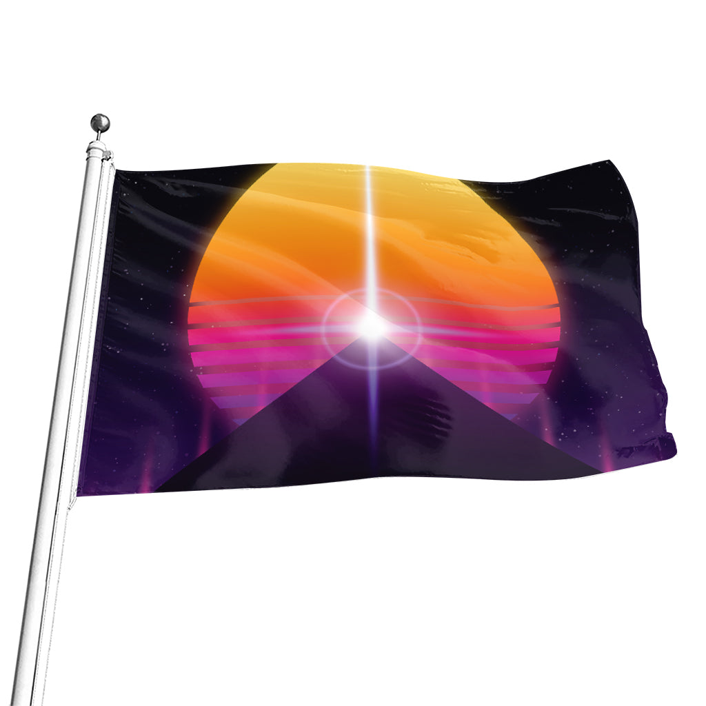 Synthwave Pyramid Print Flag