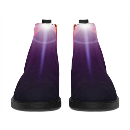 Synthwave Pyramid Print Flat Ankle Boots