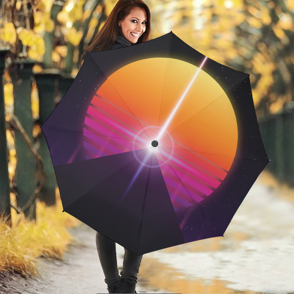 Synthwave Pyramid Print Foldable Umbrella