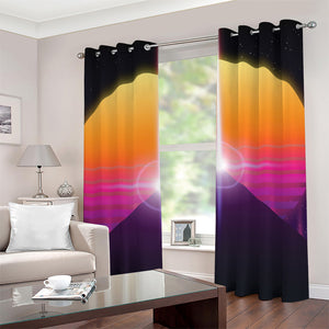 Synthwave Pyramid Print Grommet Curtains