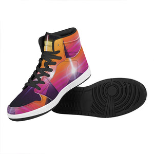 Synthwave Pyramid Print High Top Leather Sneakers