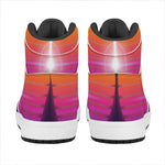 Synthwave Pyramid Print High Top Leather Sneakers