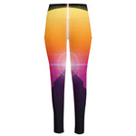 Synthwave Pyramid Print High-Waisted Pocket Leggings