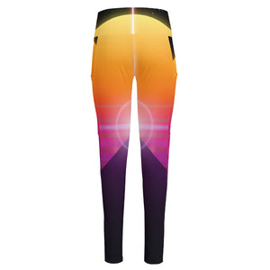 Synthwave Pyramid Print High-Waisted Pocket Leggings