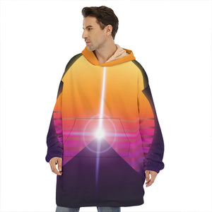 Synthwave Pyramid Print Hoodie Blanket