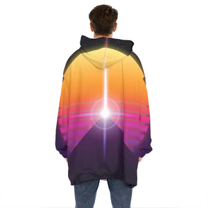 Synthwave Pyramid Print Hoodie Blanket