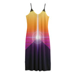 Synthwave Pyramid Print Jersey Midi Cami Dress