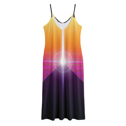 Synthwave Pyramid Print Jersey Midi Cami Dress