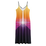 Synthwave Pyramid Print Jersey Midi Cami Dress